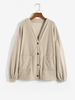 Drop Shoulder Pocket Button Up Teddy Coat Xl Light coffee
