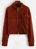 Drop Shoulder Pocket Crop Teddy Jacket M Coffee