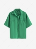 Drop Shoulder Pocket Loose Shirt S Green