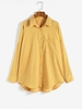 Drop Shoulder Pocket Oversized Shirt L Yellow