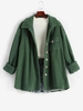 Drop Shoulder Pocket Teddy Coat S Deep green