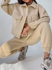 Drop Shoulder Pocket Thermal Lined Jogger Pants Set S Coffee