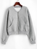 Drop Shoulder Pocket Zip Up Jacket S Light gray