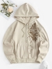 Drop Shoulder Printed Pocket Zip Up Thermal Lined Hoodie S Light coffee