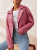 Drop Shoulder PU Biker Jacket S Light pink