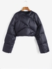 Drop Shoulder Quilted Crop Puffer Jacket M Black