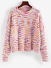 Drop Shoulder Rainbow Slouchy Sweater L Light pink