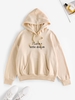 Drop Shoulder Slogan Print Thermal Lined Hoodie S Light coffee
