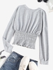 Drop Shoulder Smocked Hem Frilled Sweatshirt Xl Light gray