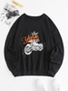 Drop Shoulder Vintage Motorbike Graphic Sweatshirt S Black