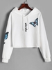 Drop Shoulder Who Butterfly Print Hoodie S White