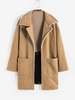 Drop Shoulder Wool Blend Pocket Longline Coat Xl Coffee