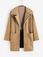 Drop Shoulder Wool Blend Pocket Longline Coat Xl Coffee