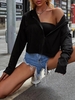 Drop Shoulder Zip Up Hoodie Xs Black