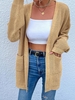 Dual Pocket Open Front Tunic Cardigan S Light coffee