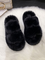 Dual Strap Thick Bottom Plush Slippers
