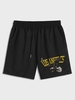 Eagle and Letter Print Casual Shorts M Black