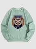 Eagle Badge Pattern Fleece-lined Sweatshirt L Light green