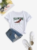 Eagle Letter Print Short Sleeve T Shirt M White