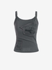 Eagle Print Patchwork Design Tank Top M Gray