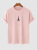 Eiffel Tower Printed Simple Style T-shirt Xl Light pink