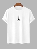 Eiffel Tower Printed Simple Style T-shirt Xl White
