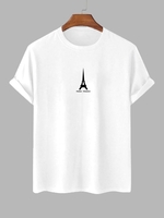 Eiffel Tower Printed Simple Style T-shirt Xl White