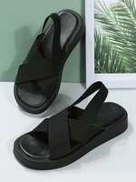 Elastic Crisscross Strap Slingback Sandals
