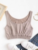 Elastic Hem Plain Basic Crop Top M Coffee