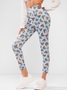Elastic Waist Butterfly Print Stretchy Leggings L Light coffee