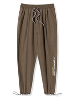 Elastic Waist Letter Print Pants 2xl Dark khaki