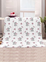 Elephant Butterfly Pattern Flannel Blanket