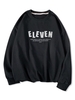 Eleven Slogan Pattern Drop Shoulder Sweatshirt S Black