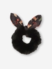 Elk Santa Print Faux Fur Bowknot Scrunchie