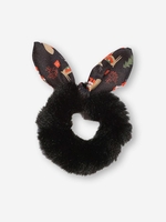 Elk Santa Print Faux Fur Bowknot Scrunchie