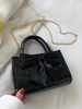 Embossed Bowknot Design Chain Crossbody Bag