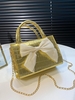 Embossed Bowknot Design Chain Crossbody Bag