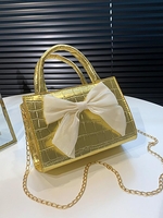 Embossed Bowknot Design Chain Crossbody Bag