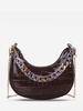 Embossed Chain Decor Crossbody Hobo Bag
