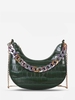 Embossed Chain Decor Crossbody Hobo Bag