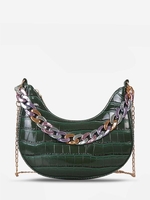 Embossed Chain Decor Crossbody Hobo Bag