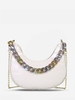 Embossed Chain Decor Crossbody Hobo Bag