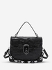 Embossed Chain Decor Twist Lock Crossbody Bag