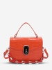 Embossed Chain Decor Twist Lock Crossbody Bag