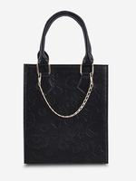 Embossed Chain Double Handle Elongated Tote Bag