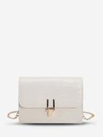 Embossed Chain Strap Flap Crossbody Bag