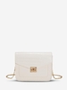 Embossed Chain Strap Twist Lock Crossbody Bag