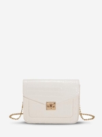 Embossed Chain Strap Twist Lock Crossbody Bag