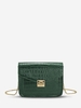 Embossed Chain Strap Twist Lock Crossbody Bag