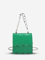Embossed Chains Faux Pearls Crossbody Bag